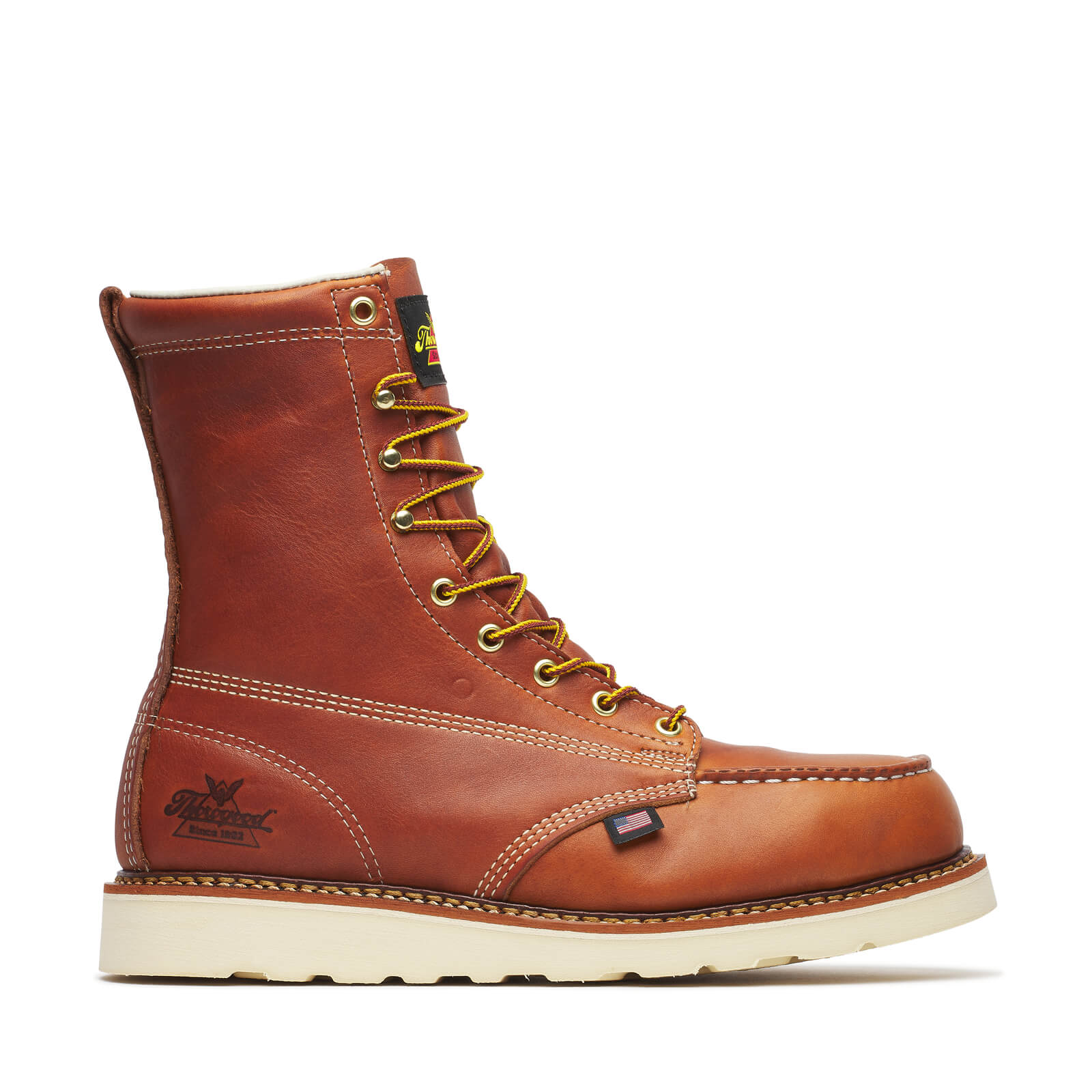 Thorogood American Heritage – 8″ Tobacco Safety Toe – Moc Toe MAXWear Wedge™