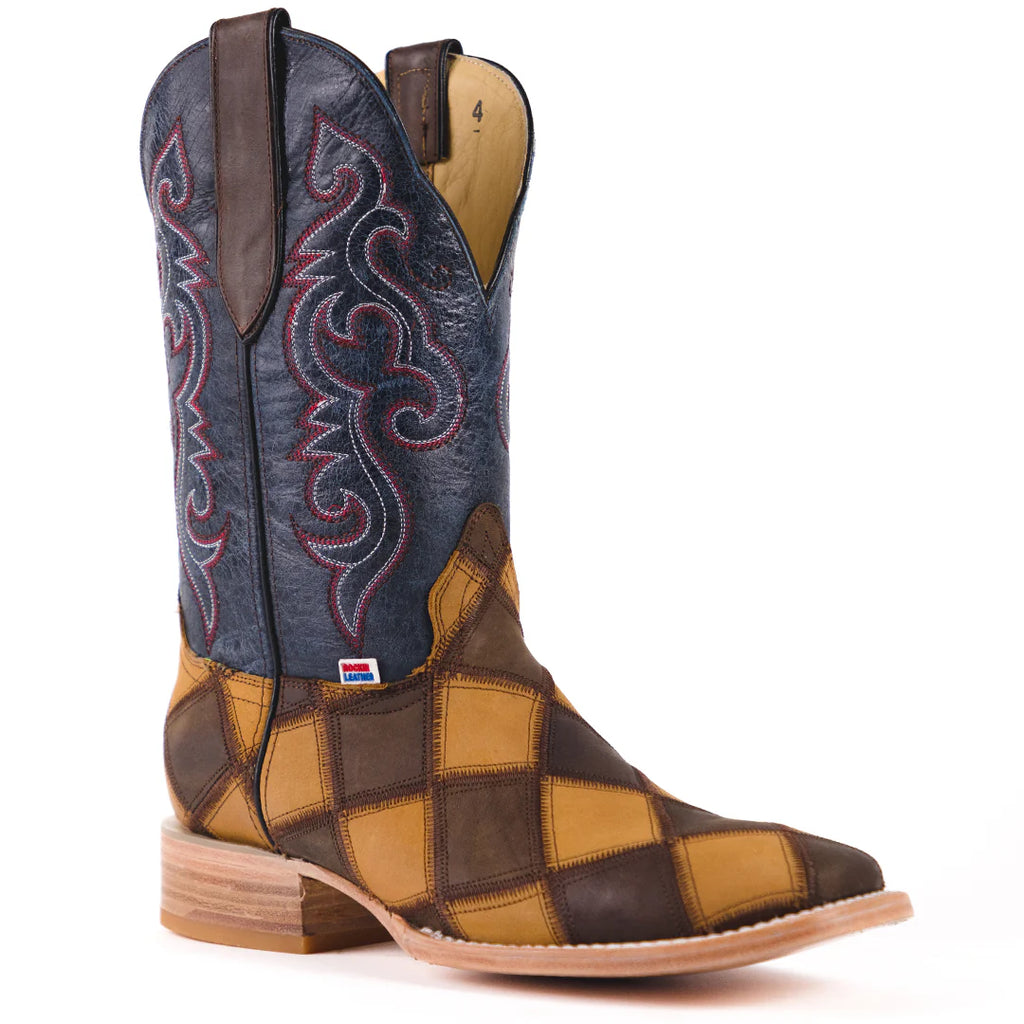 RockinLeather Men's Patchwork Western Leather Boot