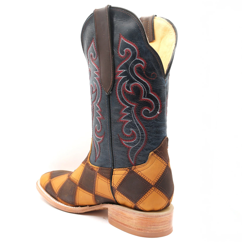 RockinLeather Men's Patchwork Western Leather Boot