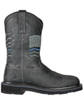 Hoss Men's Rushmore Black Western Patriotic "Thin Blue Line" Charcoal Comp Toe