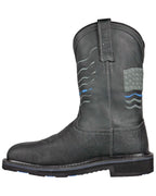 Hoss Men's Rushmore Black Western Patriotic "Thin Blue Line" Charcoal Comp Toe