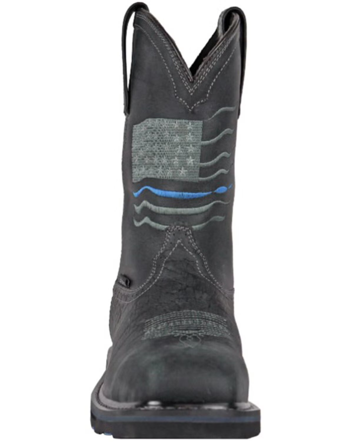 Hoss Men's Rushmore Black Western Patriotic "Thin Blue Line" Charcoal Comp Toe