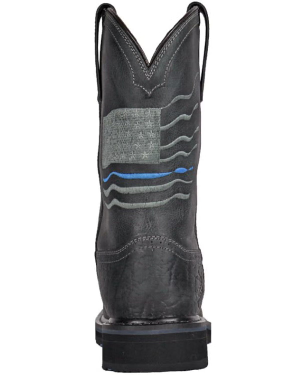 Hoss Men's Rushmore Black Western Patriotic "Thin Blue Line" Charcoal Comp Toe