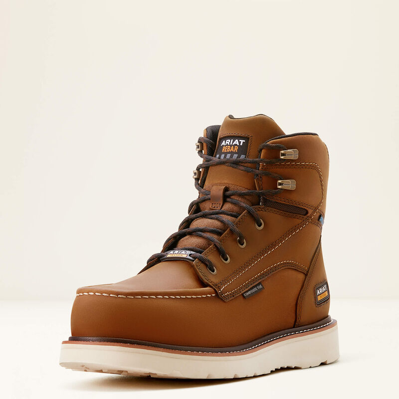 Men's Ariat Rebar Wedge Moc Toe 6" Waterproof Composite Toe Work Boot