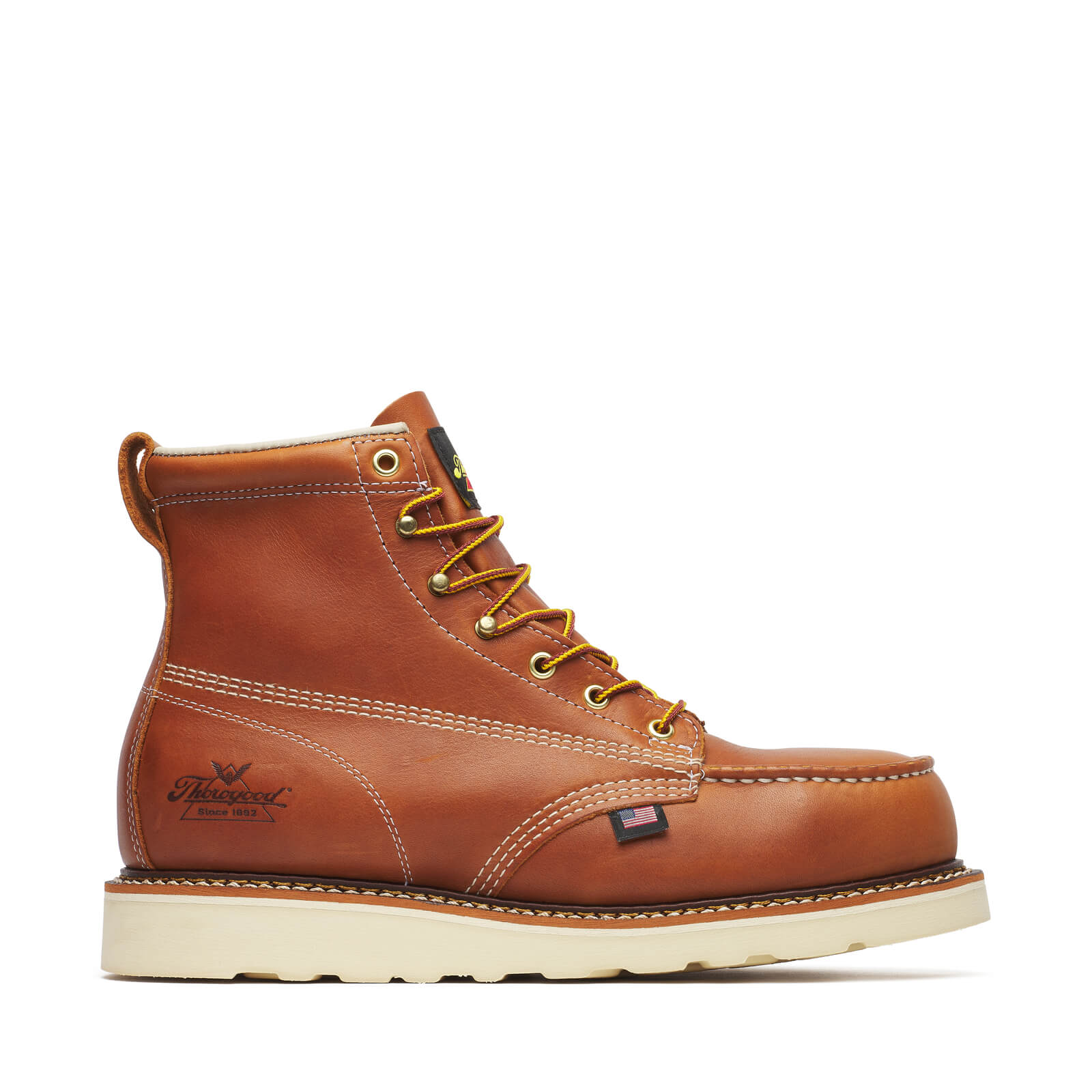 Thorogood American Heritage – 6″ Tobacco Safety Toe – Moc Toe MAXWear Wedge™