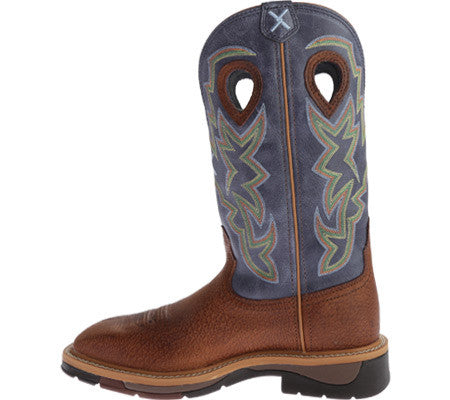Men's Twisted X Navy Lite Cowboy Work Boot Soft Square Toe